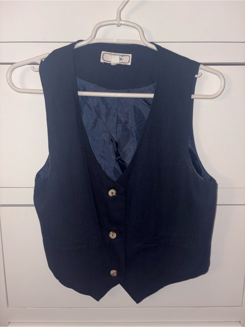Classic Women's Navy Vest - Tailored Button Front